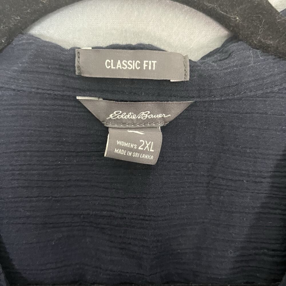 Woman's Eddie Bauer‎ Travel Seeker Long Sleeve Shirt Navy 2XL Sheer Classic Fit - Picture 9 of 10